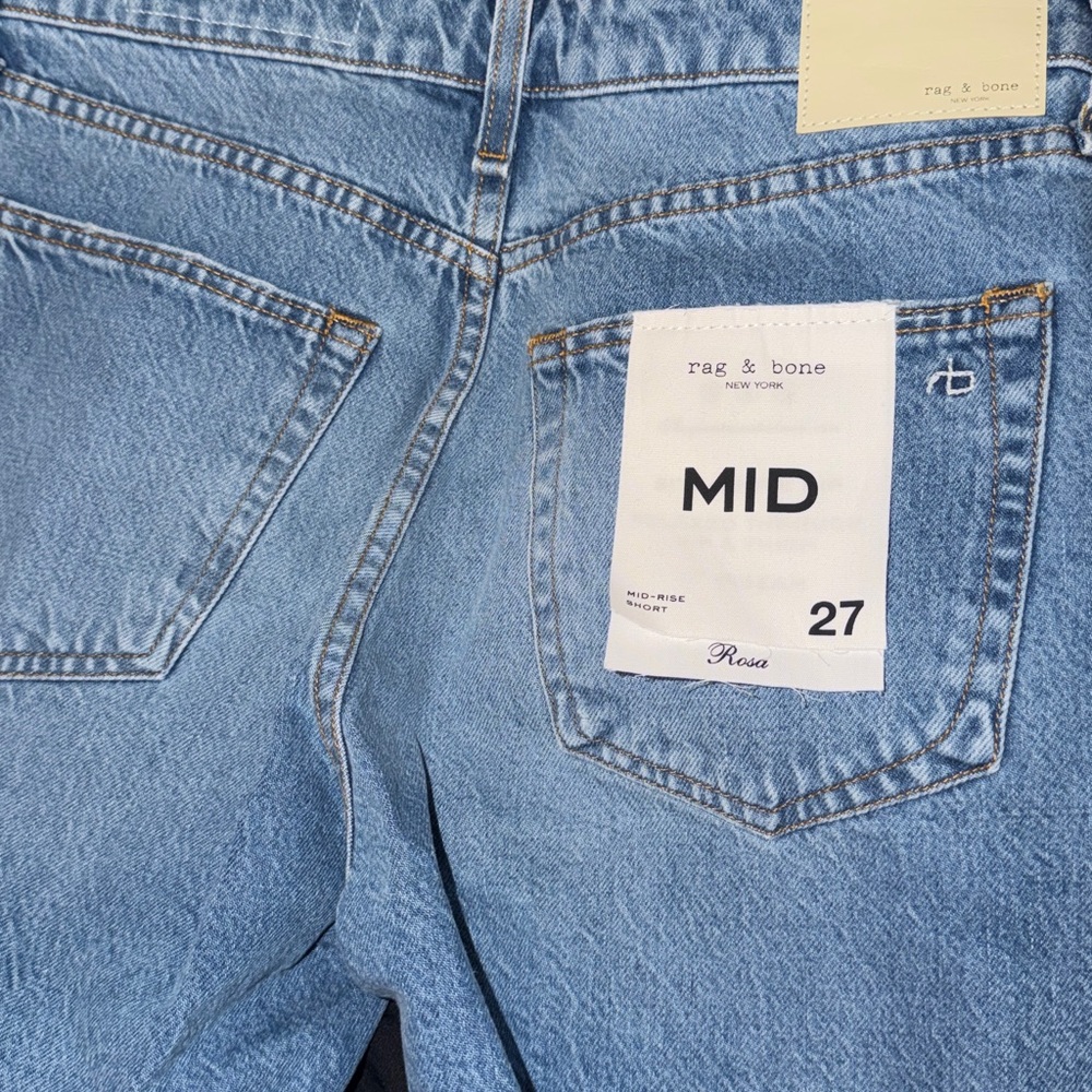 New $195 Rag & Bone Rosa Mid Rise Short Medium Wash Distressed Classic 27 - Picture 4 of 6